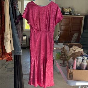 Vici leopard pink satin dress